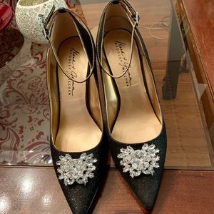 Badgley Mischka Black Heels with Crystal Embellishments